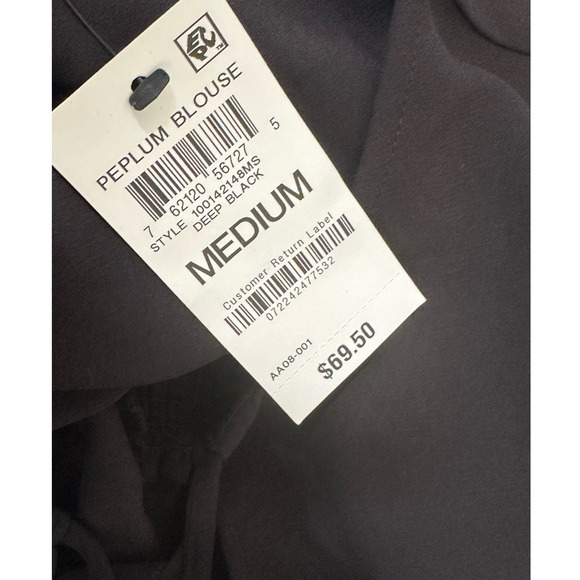 Alfani black long sleeves peplum blouse size Medium - Picture 8 of 13